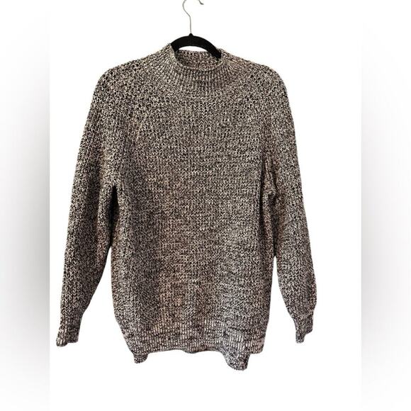 BDG Black and White Chunky Mock Neck Oversized Grandpa Sweater Size Small - Picture 1 of 4